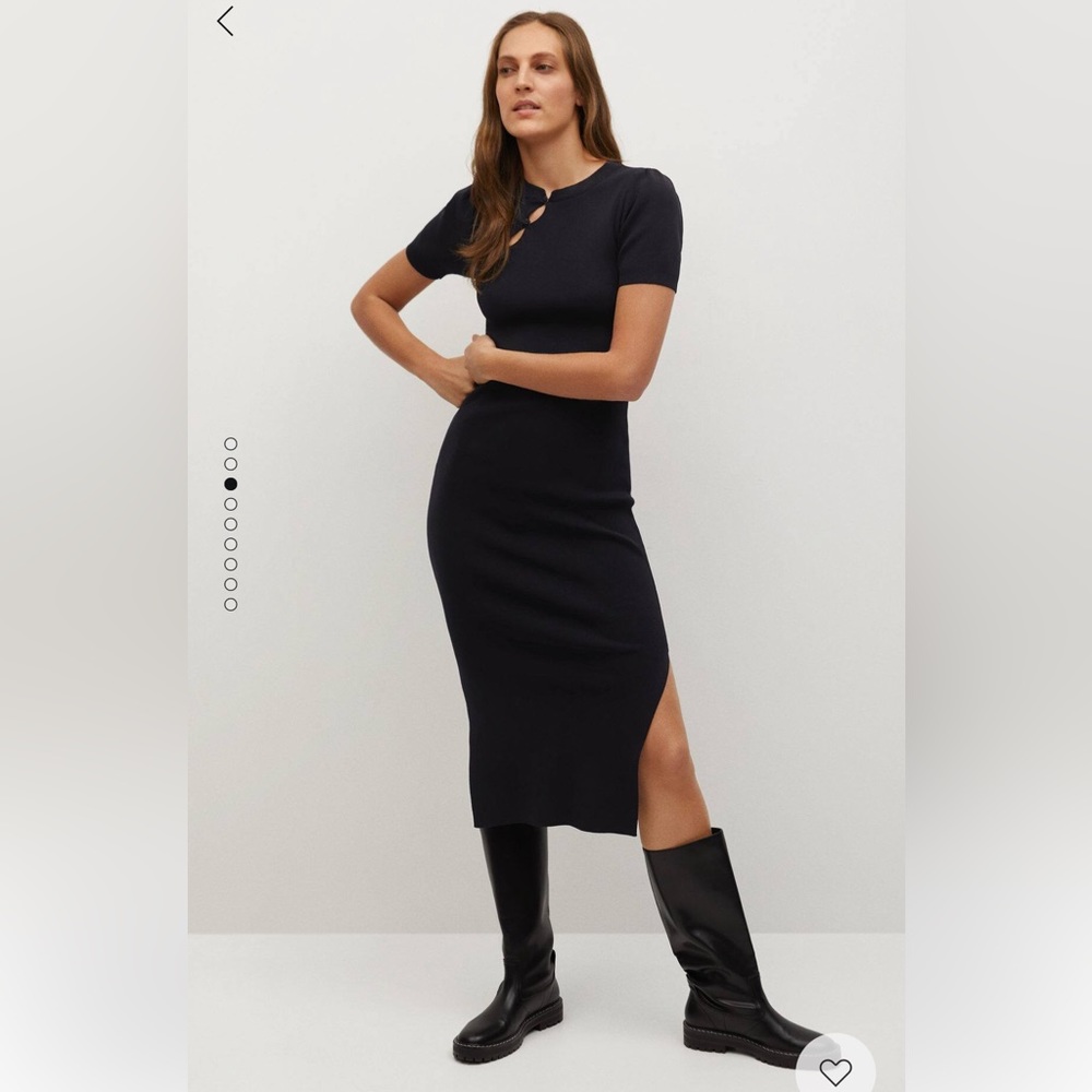 Mango Knitted dress with openings. Black size 4